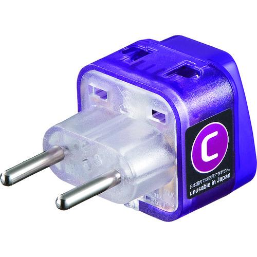 SANWA 海外電源変換アダプタエレプラグW-C ヨーロッパ全域 TRAD14 オフィス 住設用品 ...