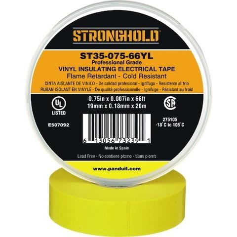ストロングホールド StrongHoldビニールテープ 耐熱・耐寒・難燃 プロ仕様グレード 黄 幅1...
