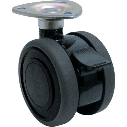 東海 プレート式双輪キャスター エラストマー車 60MMストッパー付キ 黒色 東海 TE60JS 金...