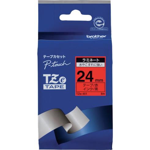 ブラザー Tzeテープ 黒文字/赤地/24mm ブラザー TZE451 オフィス 住設用品 オフィス...