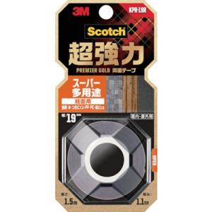 3M スコッチ 超強力両面テープ プレミアゴールド スーパー多用途 粗面用 19mm×1.5m KP...