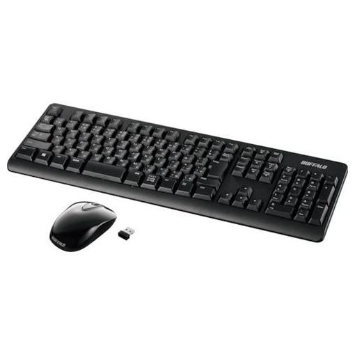 バッファロー 無線2.4GHz フルキーボード 静音マウスセット ブラック BSKBW120SBK ...