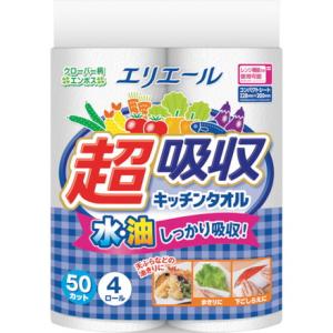 エリエール 超吸収キッチンタオル4ロール50カットX12パック入 EBS 研究用品 厨房用品 消耗品...