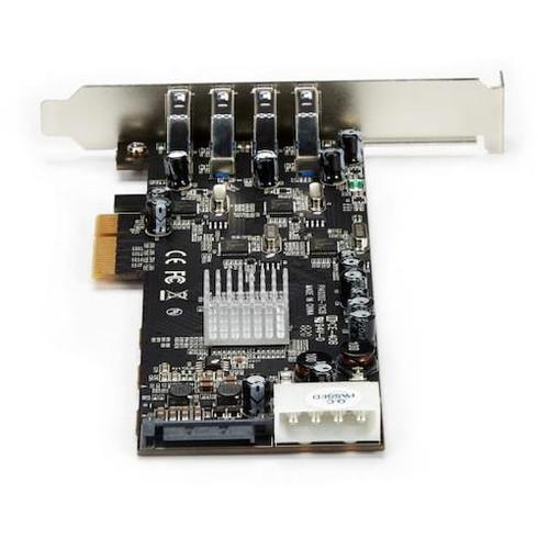 スターテック USB増設カード/PCIe 2.0 - 4x USB-A/5Gbps/SATA・LP4...