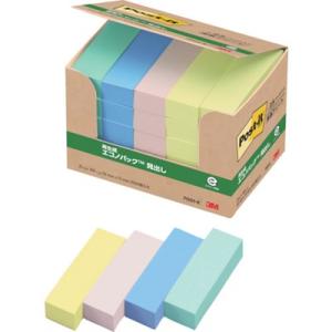 3M ポスト・イット 50X15mm X25パッド 4色入 2500枚入 7001K オフィス・住設...
