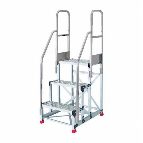 TRUSCO アルミ製作業用踏台 縞板タイプ 3段 高サ0.75m 天板寸法600×400 段高25...
