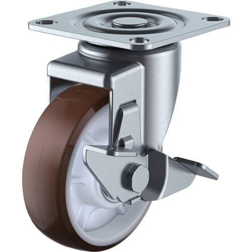 ユーエイ プレート式 自在 キャスター ウレタン 車輪径100mm ストッパー付き Jタイプ SUS...