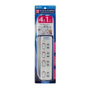 朝日電器 ELPA エルパ スイッチ付タップ 4個口 1m ランプなし WLS-410EB W｜recommendo