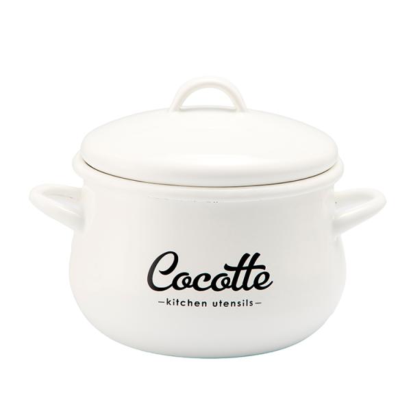 Lilly White ホーロー両手鍋16cm Cocotte 代引不可