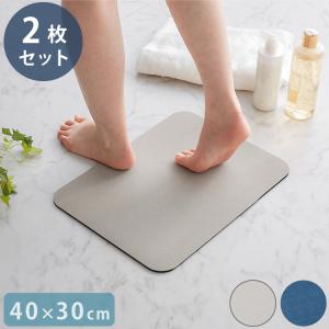 珪藻土 パウダー配合 柔らかバスマット 30×40cm 2個セット ソフト バスマット お手入れ簡単 割れない 冷たくない 滑りにくい｜recommendo