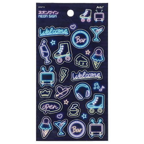 ARTEC シートシール ネオン 手帳やラッピングになつかしポップなのにどこか新しい 80年代風ネオ...