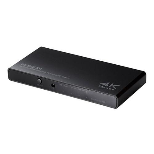 エレコム HDMI切替器 4K60Hz対応 4ポート 3入力 HDMI 1入力 USB Type-C...