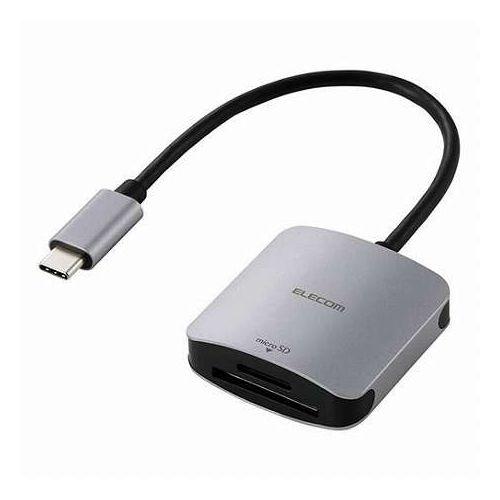 エレコム USB Type-C接続ケーブル付きメモリーカードリーダー UHS-II シルバー MR3...