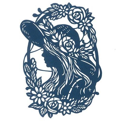 5セット トラストプリンティング 切り絵キット 女の子/a girl-A5blue-H ハンドメイド...