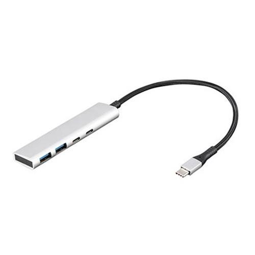 ナカバヤシ USB3.2Gen1Type-C4ポート Cx2/Ax2 アルミハブ/シルバー UH-C...