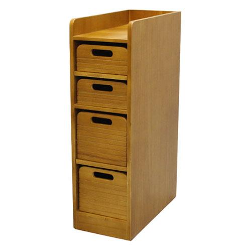 オスマック 天然木桐材の軽量トレイワゴン幅20cm 4段 ライトブラウン TRW-204066LB ...