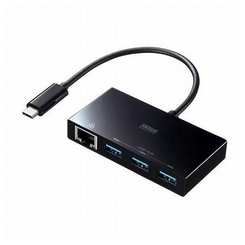 サンワサプライ USB Type-Cハブ付き ギガビットLANアダプタ USB-3TCH19ABKN...