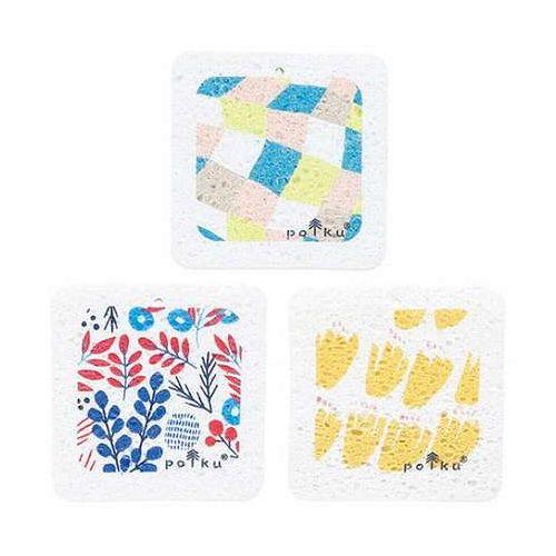 ポルク 圧縮セルローススポンジ3P Bセット 約80×80×10mm×3 22653708 代引不可