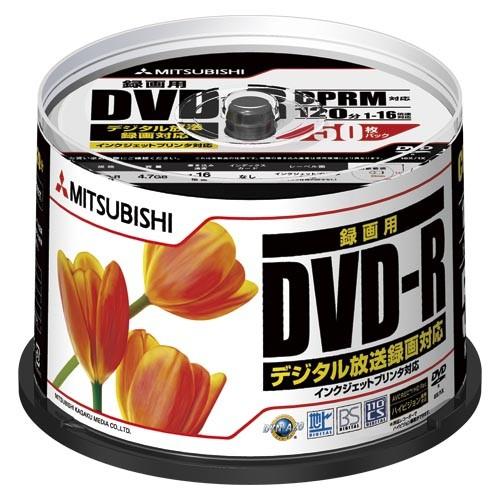 三菱化学メディア 録画用DVD-R X16 50枚スピンドル白 1 パック VHR12JPP50 文...