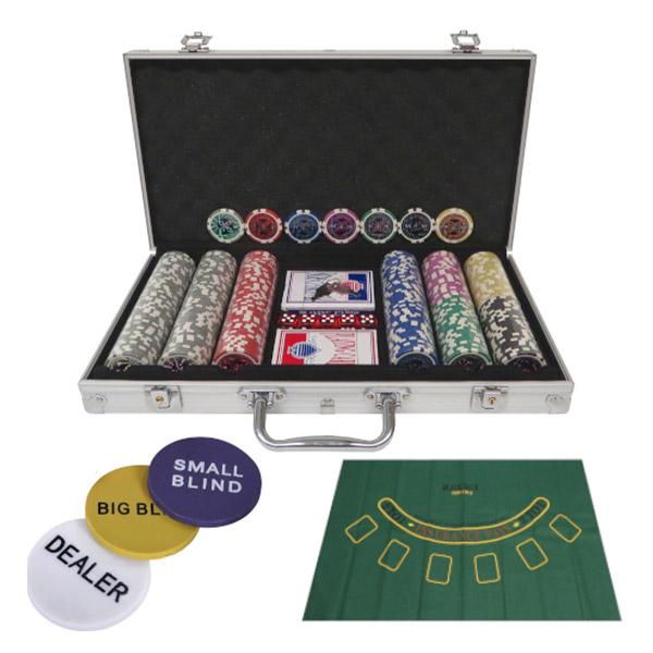 カジノチップ300枚&amp;BJマットセット シルバー カードゲーム パーティー 代引不可