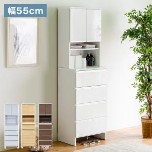 【新品 送料無料】 引き出し付き ランドリー収納 ハイタイプ　全３色　収納ラック ランドリーチェスト ハイタイプ 幅60 高さ180 奥行40 国産 大川