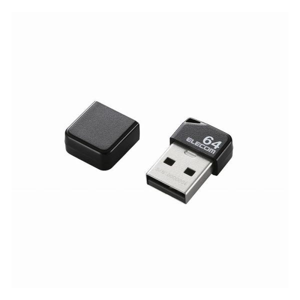 エレコム ELECOM USBメモリ USB2.0 小型 64GB キャップ付 ストラップホール 1...