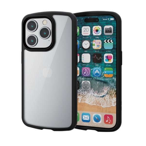 エレコム iPhone 15 Pro 用 ケース ハイブリッド カバー 衝撃吸収 軽量 薄型 カメラ...