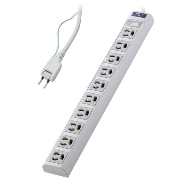 電源タップ 3ピン 10個口 5m マグネット 雷ガード 抜け止め コード側5口一括スイッチ オフィ...
