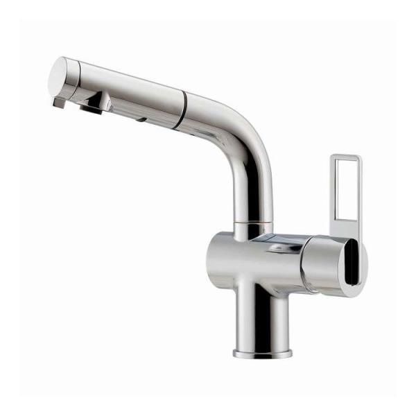 シングルレバ引出混合栓 カクダイ 184-425AK-CH 代引不可