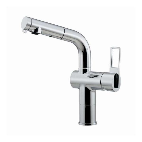 シングルレバ引出混合栓 カクダイ 184-425BK-CH 代引不可