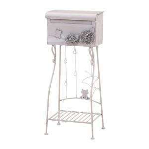 置き型 郵便ポスト 郵便受け メールボックス アジサイ ホワイト エクステリア 屋外 ガーデン おしゃれ 