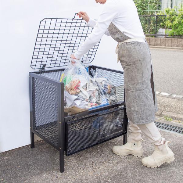 ダストボックス メッシュ ごみステーション 通気性 カラス除け 組み立て式 出し入れしやすい ごみ箱...