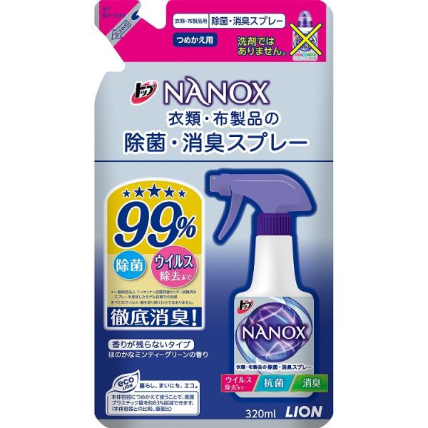単品 ライオン トップNANOX 衣類・布製品の除菌・消臭スプレー 詰替え用 代引不可