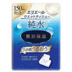 単品4個セット エリエールウェットティシュー純水タイプぜい沢保湿詰替え50枚×3パック まとめ買い ...