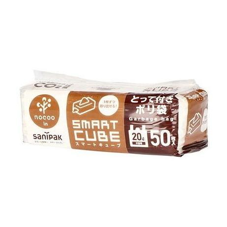 単品4個セット CCS29 スマートキューブ とって付きポリ袋 20L 50枚 半透明 nocoo ...