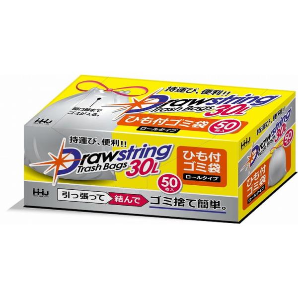 単品5個セット RD30 紐付きロールゴミ袋 半透明 30L 50枚 ハウスホールドジャパン 株 代...