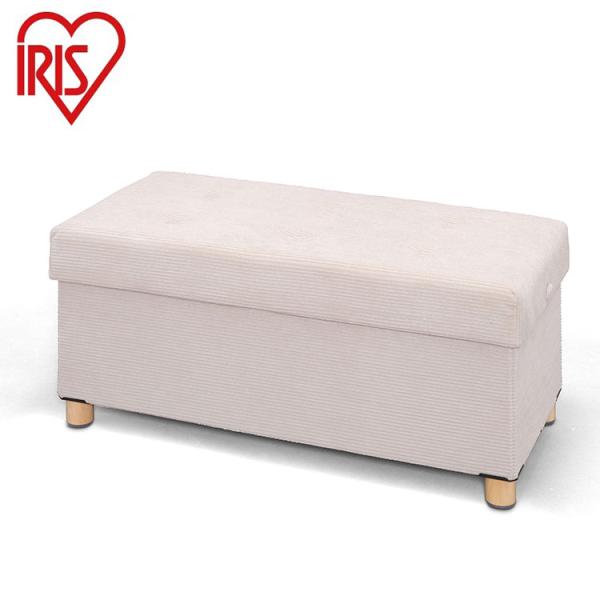 アイリスオーヤマ 脚付き収納スツール ワイド 収納ボックス 天然木 脚付き収納スツール オットマン ...