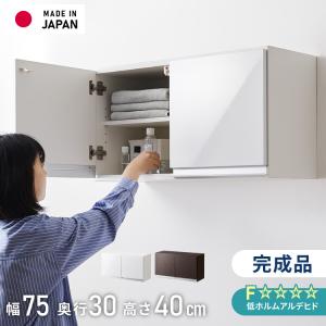 選べる吊戸棚豊富なサイズ 壁面収納 吊戸棚 幅75 奥行30 完成品 日本製 F キッチン 洗面所 リビング 吊り戸棚 棚 可動棚 高さ調節 鏡面 木目 代引不可｜リコメン堂