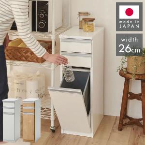 クロシオ ダイニングダストボックス2D ブラウン 完成品 キャスター付