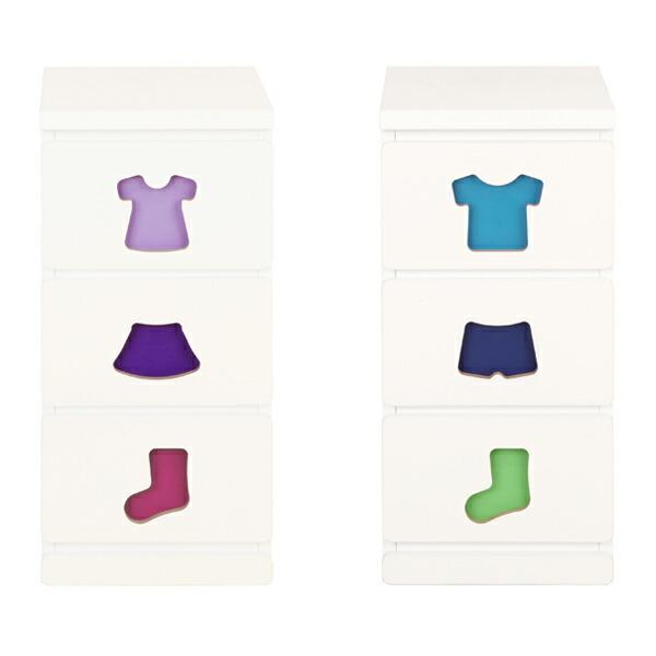 完成品 お片付け チェスト 3杯 日本製 引き出し三杯 子供用タンス 衣類収納 キッズチェスト 白 ...