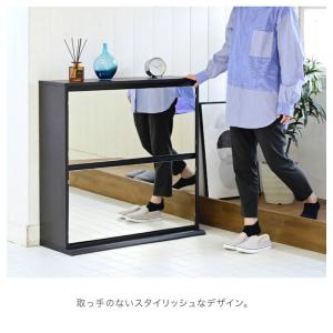 シューズラック ミラー付き フラップ式 薄型シ...の詳細画像5