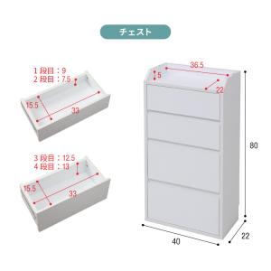 カウンター下収納 4点セット 薄型 ミニ キャ...の詳細画像2