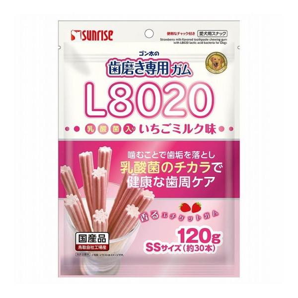 マルカン サンライズ ゴン太の歯磨き専用ガムSSサイズ L8020乳酸菌入り いちごミルク味 120...