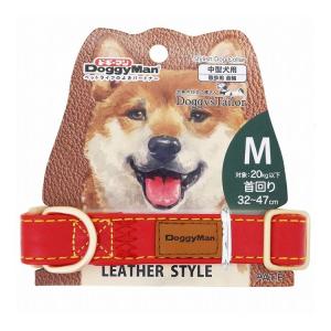 ドギーマン Doggy's Tailor ドッグカラー M レザースタイル レッド｜recommendo