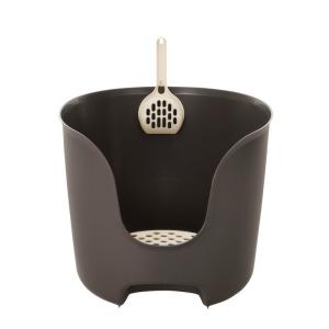 リッチェル ラプレ 壁高ネコトイレ ダークグレー ペット用品 トイレ用品 猫用トイレ