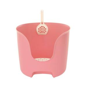 リッチェル ラプレ 壁高ネコトイレ コーラルピンク ペット用品 トイレ用品 猫用トイレ
