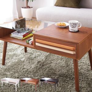 コレクションテーブル W75 引出し 収納付き 机 木製 ローデスク