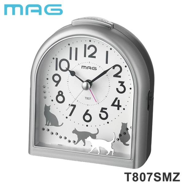 MAG マグ 目覚まし時計 置き時計 アナログ ねこ ネコ 動物 かわいい 子供 静音 連続秒針 電...