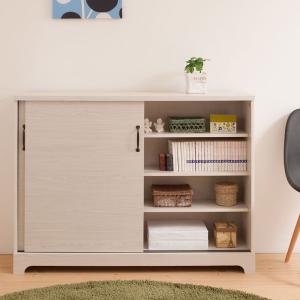 引き戸 カウンタ― 幅110 収納カウンター 大容量 引き戸式 四段 4段 ホワイト 白 棚 収納棚 おしゃれ 北欧 リビング リビングカウンター 代引不可