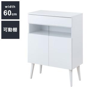 WHITE LIV 幅60 奥行30 高さ80.5 キャビネット ホワイト フレンチシャビー ルーター収納 電話台 収納 ファックス台 FAX台 ラック 棚 シェルフ 本棚 代引不可